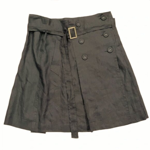 Brand New Women's Kenar Linen Belted A-Line Skirt - Picture 3 of 9